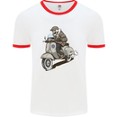 Scooter Skull Motorcycle Biker MOD Mens Ringer T-Shirt White/Red