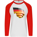 Curled Germany Flag German Day Football Mens L/S Baseball T-Shirt White/Red