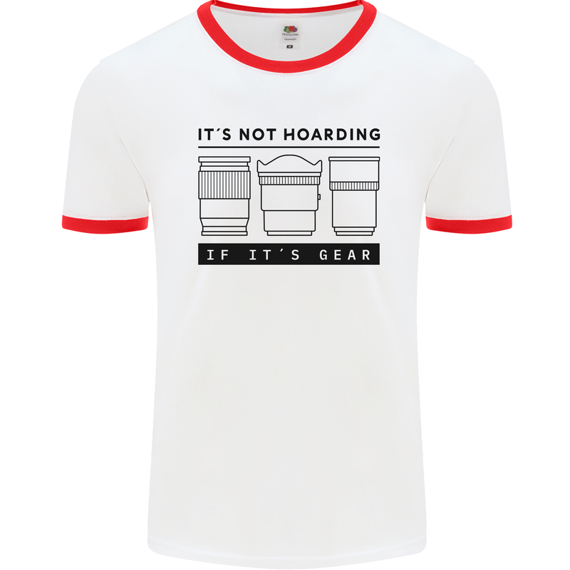 Not Hoarding Photography Photographer Camera Mens Ringer T-Shirt White/Red