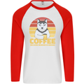 Coffee Because Murder is Wrong Funny Dog Mens L/S Baseball T-Shirt White/Red