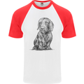 A Dachshund Dog Mens S/S Baseball T-Shirt White/Red