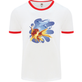 Great White Shark vs Goldfish Mens Ringer T-Shirt White/Red