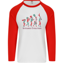Evolution of a Guitarist Mens L/S Baseball T-Shirt White/Red