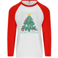 Fitness Merry Fitmas Christmas Tree Gym Mens L/S Baseball T-Shirt White/Red