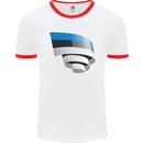 Curled Estonia Flag Estonian Day Football Mens Ringer T-Shirt White/Red