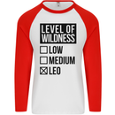 Levels of Wildness Leo Mens L/S Baseball T-Shirt White/Red