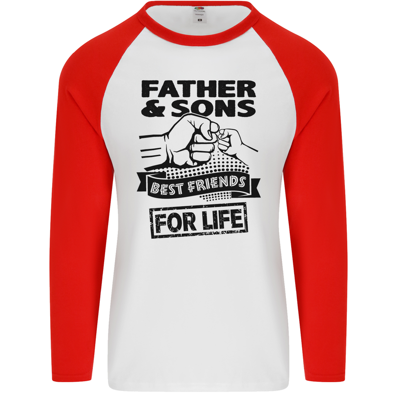 Father & Sons Best Friends for Life Mens L/S Baseball T-Shirt White/Red