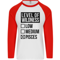 Levels of Wildness Pisces Mens L/S Baseball T-Shirt White/Red