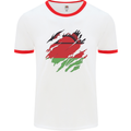 Torn Malawi Flag Malawian Day Football Mens Ringer T-Shirt White/Red