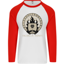 Vikings Valhalla Awaits Valknut Symbol Odin Mens L/S Baseball T-Shirt White/Red