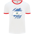 Torn Nicaragua Flag Nicaraguan Day Football Mens Ringer T-Shirt White/Red