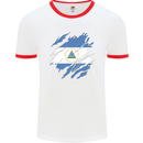 Torn Nicaragua Flag Nicaraguan Day Football Mens Ringer T-Shirt White/Red