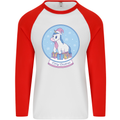 Christmas Unicorn Snow Globe Mens L/S Baseball T-Shirt White/Red