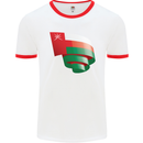 Curled Oman Flag Omani Day Football Mens Ringer T-Shirt White/Red