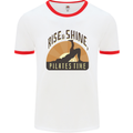 Yoga Rise and Shine Pilates Time Funny Mens Ringer T-Shirt White/Red