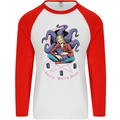 Satanic Cat Mum Black Magic Witch Halloween Mens L/S Baseball T-Shirt White/Red