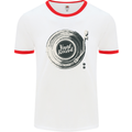 Vinyl Record Music Turntable DJ Mens Ringer T-Shirt White/Red