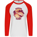 Dinosaur Expert Mens L/S Baseball T-Shirt White/Red