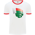 Curled Madagascar Flag Madagascan Day Football Mens Ringer T-Shirt White/Red