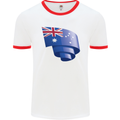 Curled Australia Flag Australian Day Football Mens Ringer T-Shirt White/Red