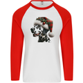 Christmas Dalmatian Dog Wearing a Xmas Hat Mens L/S Baseball T-Shirt White/Red