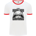 I Can't Hear You Im Gaming Funny Gamer Mens Ringer T-Shirt White/Red