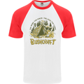 Bushcraft Funny Outdoor Pursuits Scouts Camping Mens S/S Baseball T-Shirt White/Red