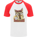 Wuff Wuff Madafacas Funny Dog Mens S/S Baseball T-Shirt White/Red