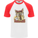 Wuff Wuff Madafacas Funny Dog Mens S/S Baseball T-Shirt White/Red