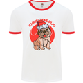 A Christmas Pug Wearing an Xmas Hat Mens Ringer T-Shirt White/Red