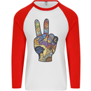 Vacation Peace Gesture Holiday Travel Mens L/S Baseball T-Shirt White/Red