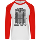 Elevator Mechanic Lift Engineer Mens L/S Baseball T-Shirt White/Red