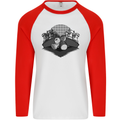 Chess Pieces Player Playing Mens L/S Baseball T-Shirt White/Red