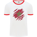 Torn Morocco Flag Moroccan Day Football Mens Ringer T-Shirt White/Red