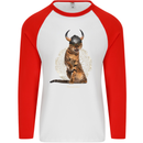 Funny Viking Cat The Vanquisher Mens L/S Baseball T-Shirt White/Red
