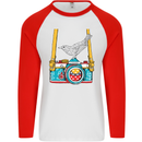Camera With a Bird Photographer Photography Mens L/S Baseball T-Shirt White/Red