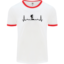 Hiking ECG Walking Rambling Trekking Pulse Mens Ringer T-Shirt White/Red