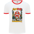 Christmas Destructive Santa Japan Anime Xmas Mens Ringer T-Shirt White/Red