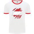 Torn Austria Flag Austrian Day Football Mens Ringer T-Shirt White/Red