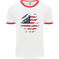 Torn USA Flag Independance Day Football Mens Ringer T-Shirt White/Red