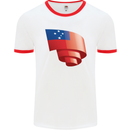 Curled Samoa Flag Samoan Day Football Mens Ringer T-Shirt White/Red