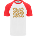 Chicken Nugget Dinosaurs Mens S/S Baseball T-Shirt White/Red