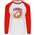 The Anatomy of a Corgi Dog Mens L/S Baseball T-Shirt White/Red