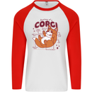 The Anatomy of a Corgi Dog Mens L/S Baseball T-Shirt White/Red