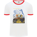 Cat Wars Funny Sci-Fi Mens Ringer T-Shirt White/Red