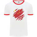 Torn China Flag Chinese Day Football Mens Ringer T-Shirt White/Red