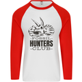 Fossil Hunters Club Paleontology Dinosaurs Mens L/S Baseball T-Shirt White/Red