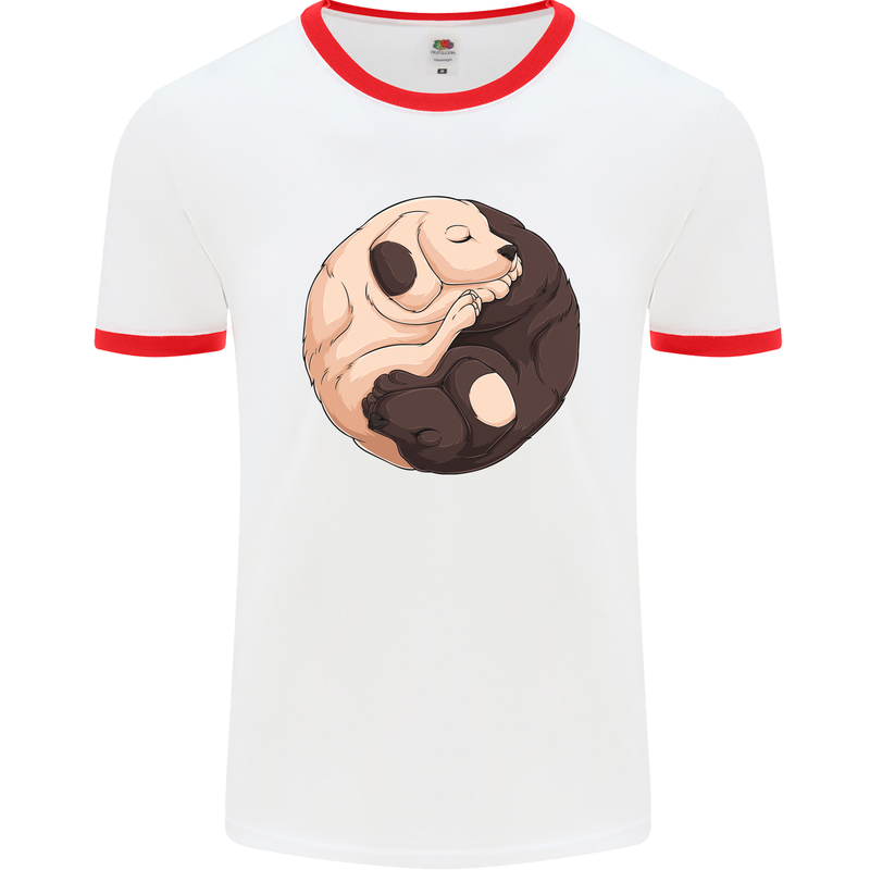 Yin Yang Dogs Mens Ringer T-Shirt White/Red