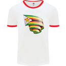 Curled Zimbabwe Flag Zimbabwean Day Football Mens Ringer T-Shirt White/Red