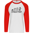 Evolution of a Guitarist Guitarist Electric Mens L/S Baseball T-Shirt White/Red
